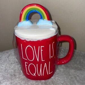 Rae Dunn Love Is Equal Red Mug with Rainbow Handle